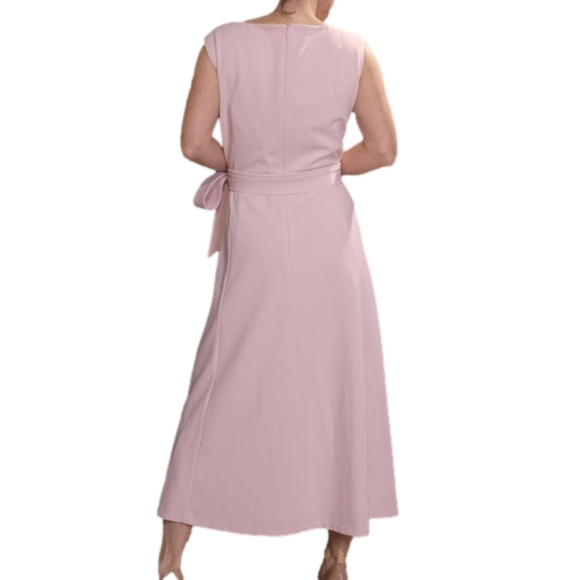 Size 16 Dress A-Line V-neck Sleeveless Belt Pockets Pink color CALVIN KLEIN #48 - Picture 7 of 16